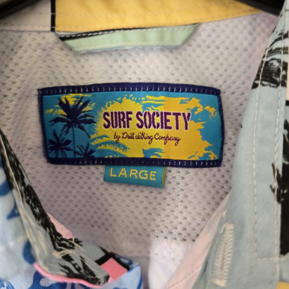NWT Surf Society‎ Men Sz L Hawaiian Shirt Tropical UV Protect Lightweight Soft - Picture 2 of 9